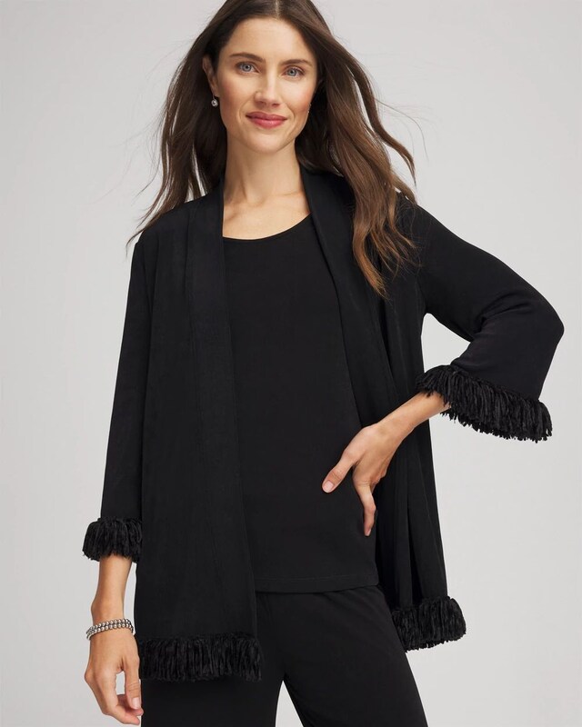 Travelers Collection Fringe Hem Jacket